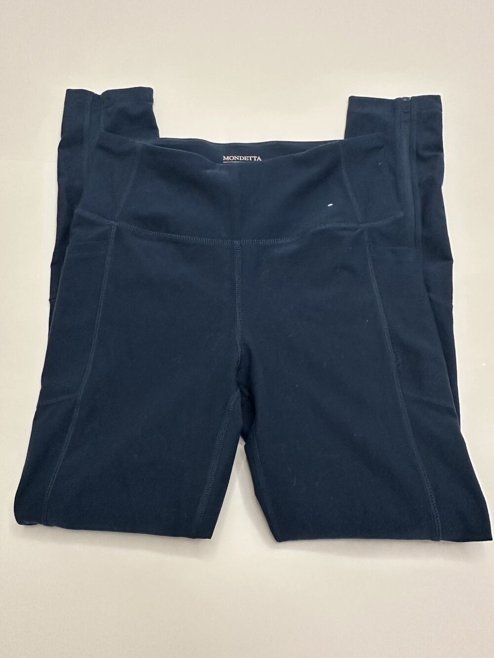 Mondetta Women’s Small Blue High Waisted Athletic Leggings Side Pocket Yoga Sml